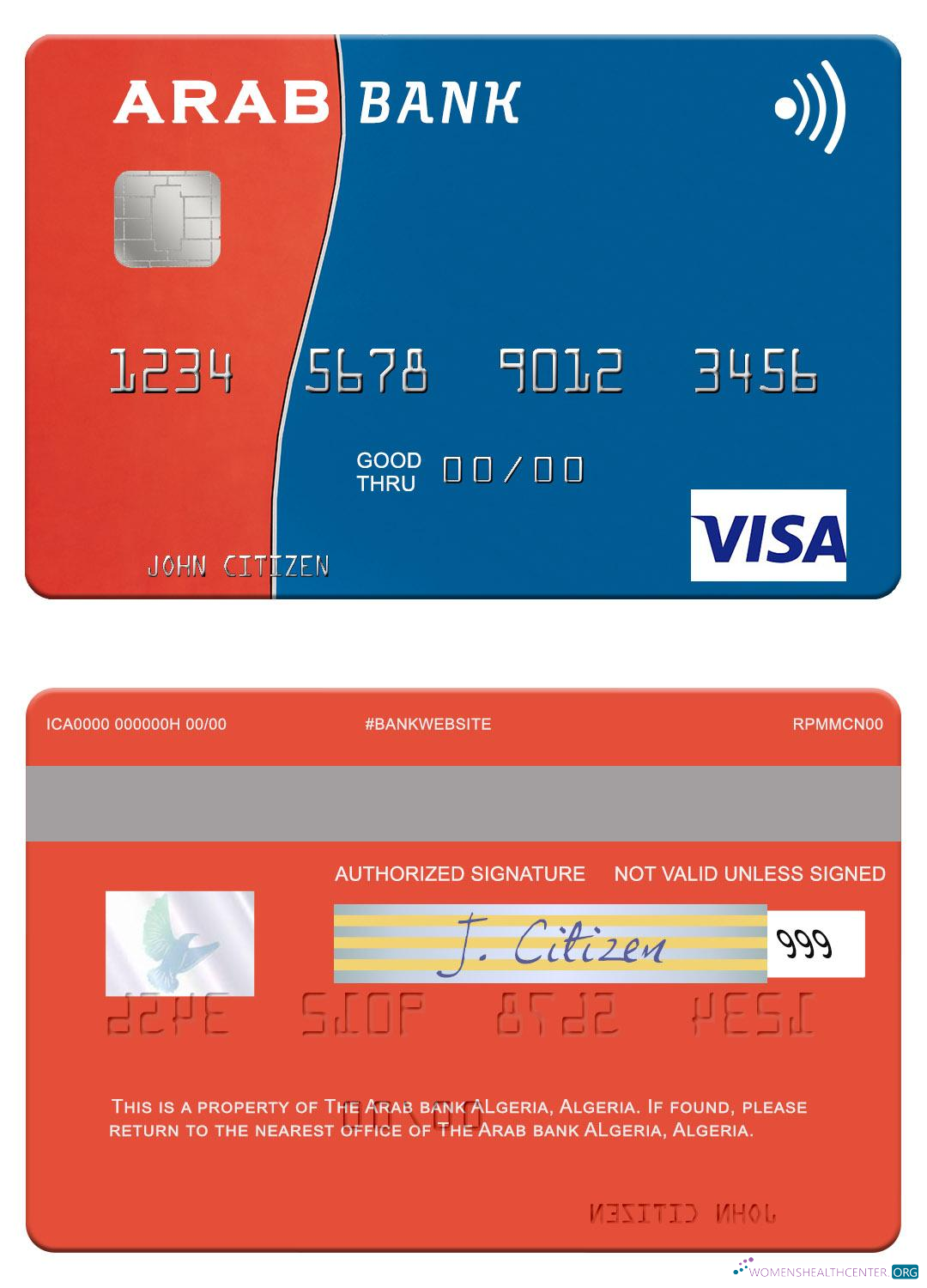 Download Algeria Arab Bank Algeria visa card Photoshop template